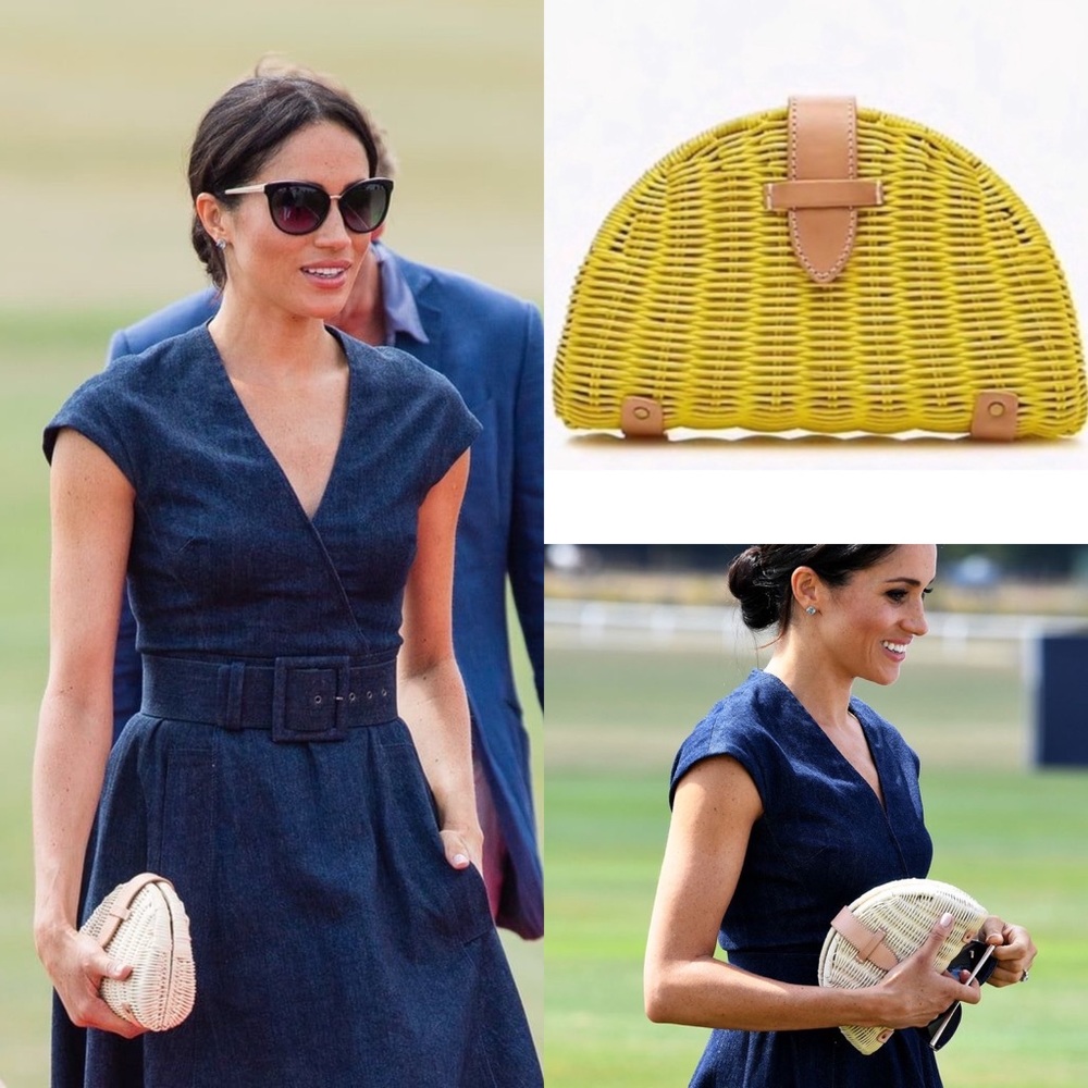 NWT JCREW Yellow Rattan Straw Clutch ASO Meghan Markle Pippa Middleton